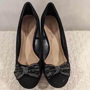 Madeline Stuart Faux Suede Black Wedges, 8.5